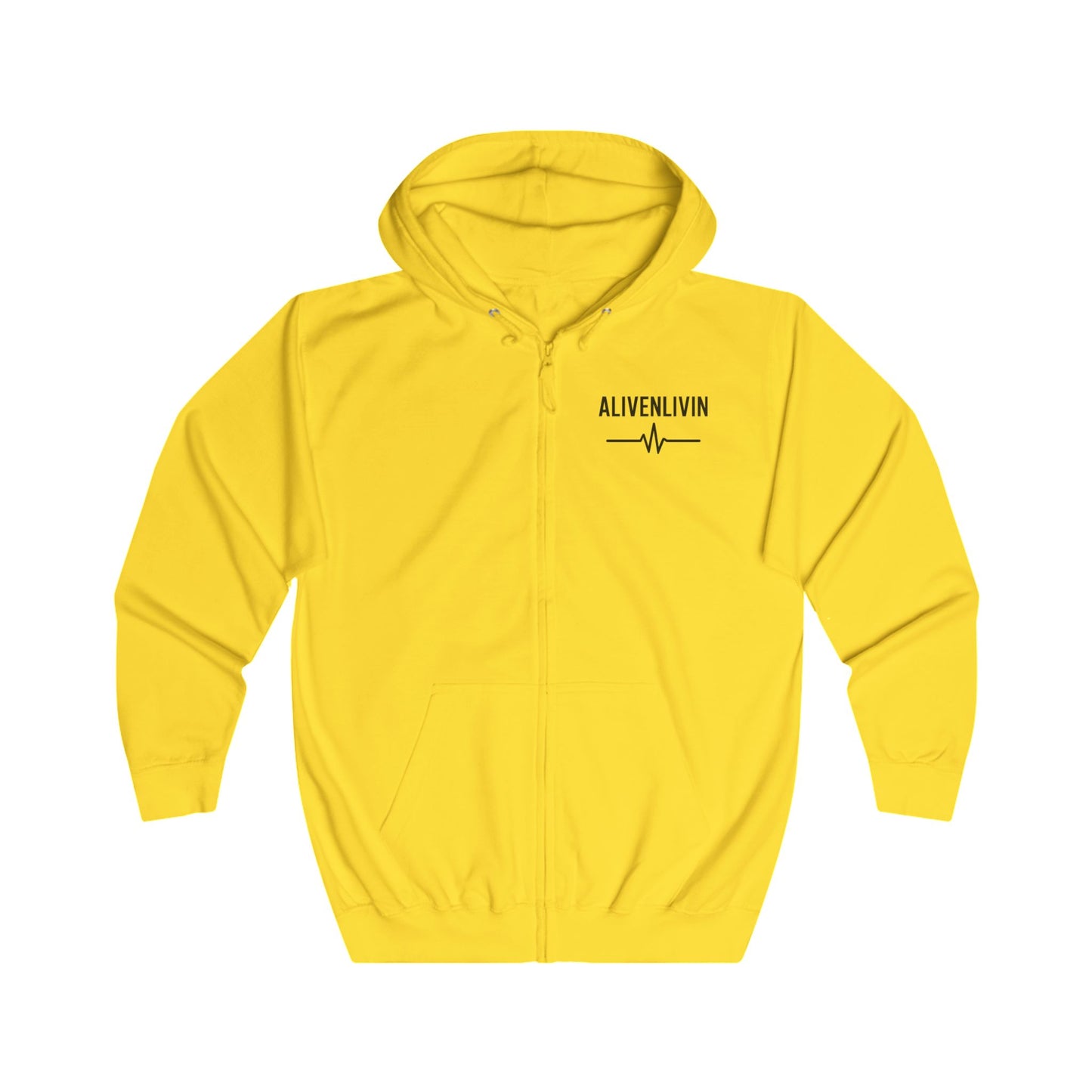 Unisex Full Zip Hoodie with ALIVENLIVIN Design - Cozy Apparel for Music Lovers, Great for Gifting, Festivals, Casual Wear, Everyday Comfort