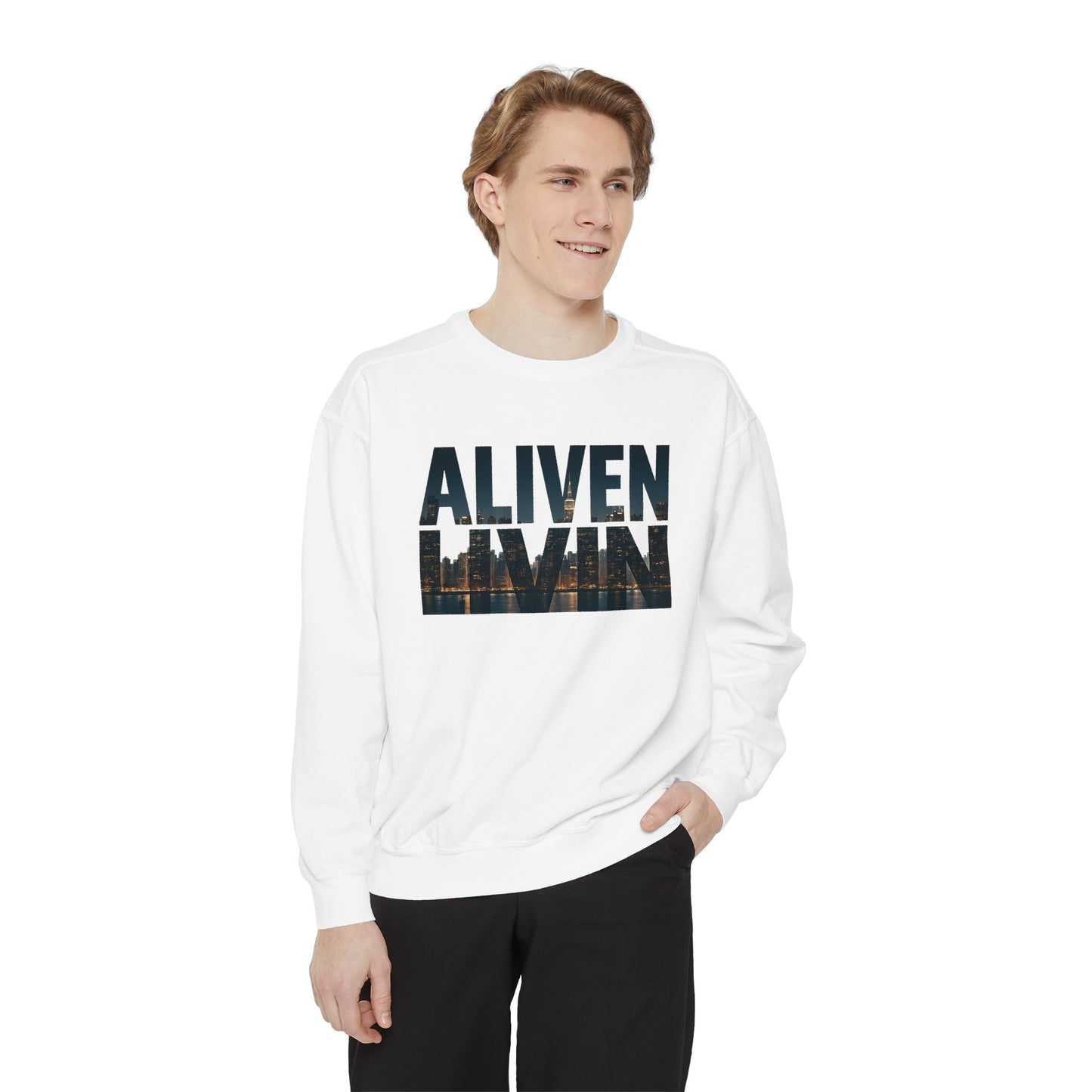 Vintage Inspired Unisex Sweatshirt - ALIVEN LIVIN, Cozy Apparel, Gift for Him/Her, Casual Style, Perfect for Fall