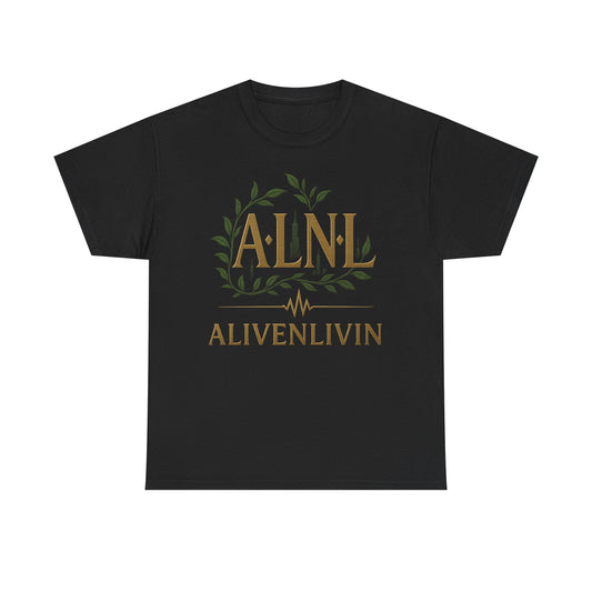 Stylish Unisex Heavy Cotton Tee with 'ALIVENLIVIN' Design - Perfect for Casual Wear, Street Style, Gift, Everyday Comfort, Relaxed Fit