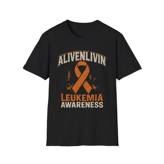 Leukemia Awareness T-Shirt, Unisex Softstyle Tee, Cancer Support Shirt, Orange Ribbon Apparel, Awareness Campaign Clothing