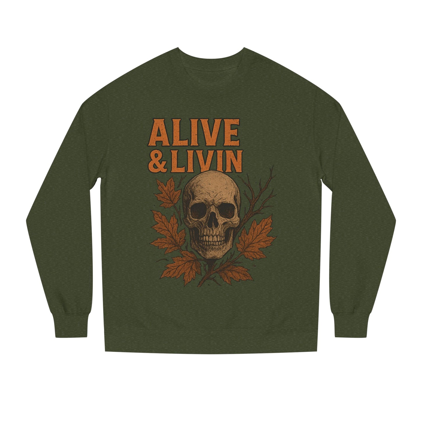 Skull Graphic Unisex Crew Neck Sweatshirt - Fall Fashion, Cozy Sweatshirt, Halloween Gift, Casual Wear, Unisex Apparel, Trendy Outfit