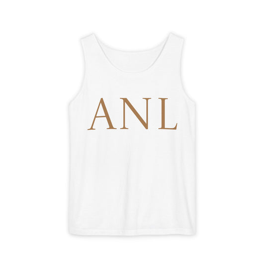 Stylish Unisex Garment-Dyed Tank Top with ANL Design for Casual Days, Beach, Gifts, Summer Wear, and Unique Events