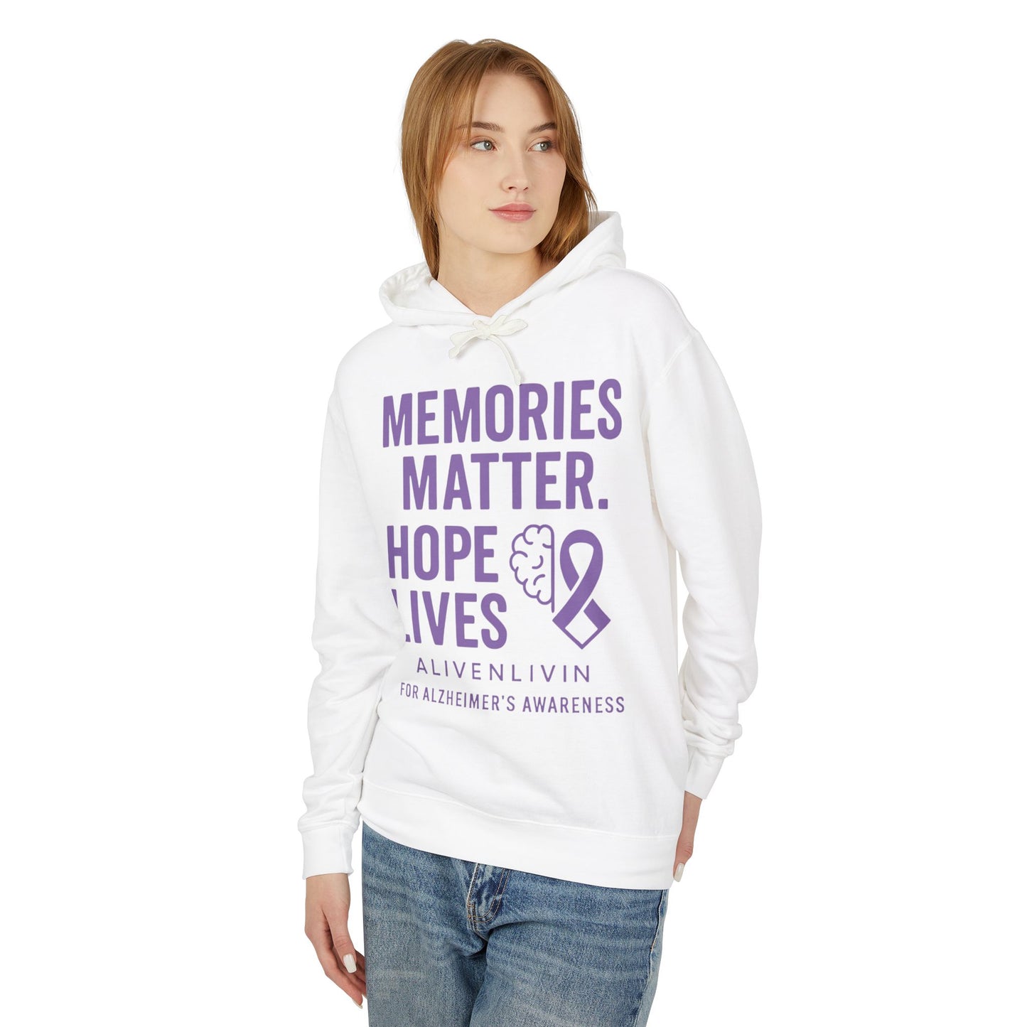 Alzheimer's Awareness Hoodie, Unisex Lightweight Sweatshirt, Memory Matters Apparel, Hope Lives Gift, Supportive Charity Clothing