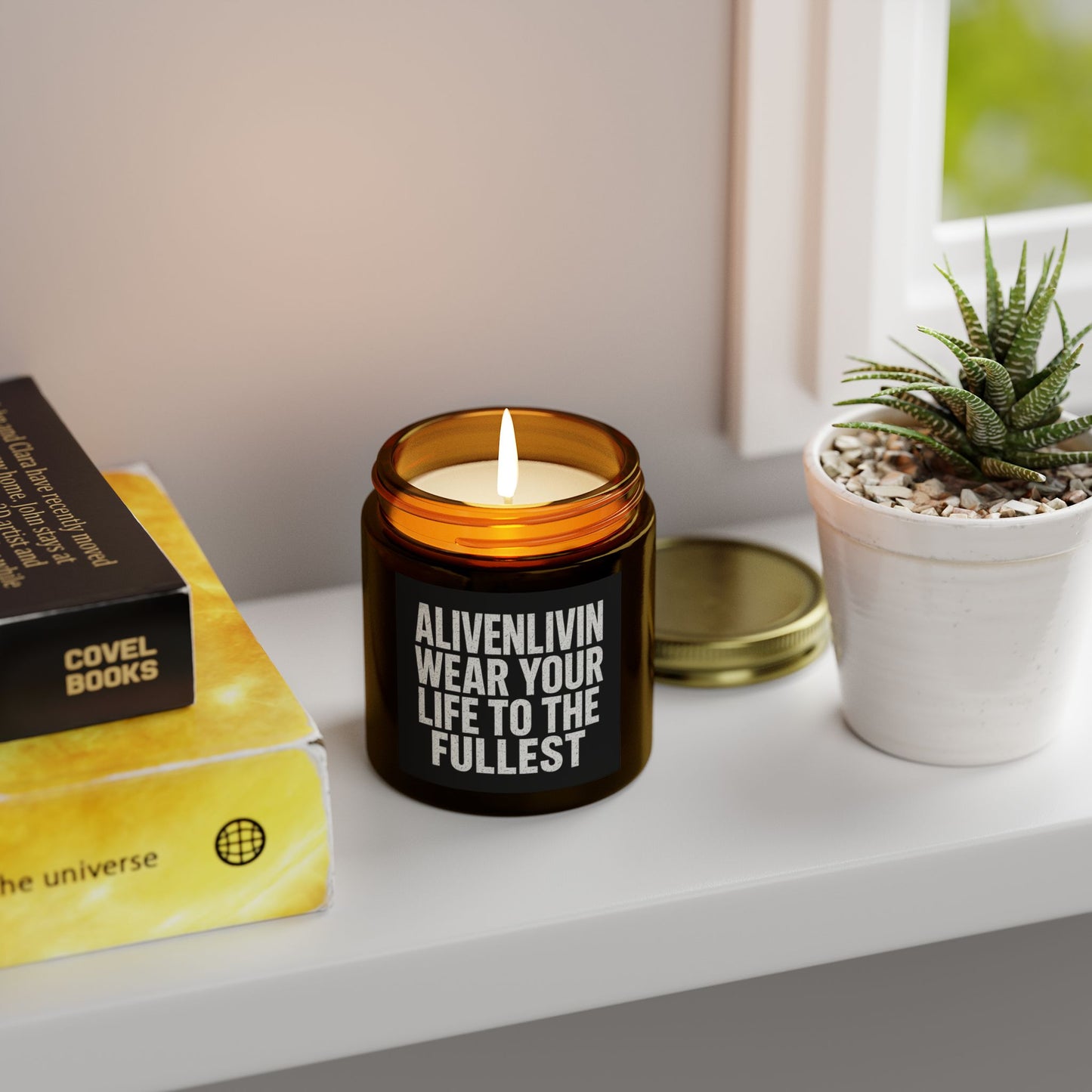 Coconut Apricot Scented Candle - Inspirational Home Decor, Gifts for Her, Relaxation, Self-Care, Aromatherapy