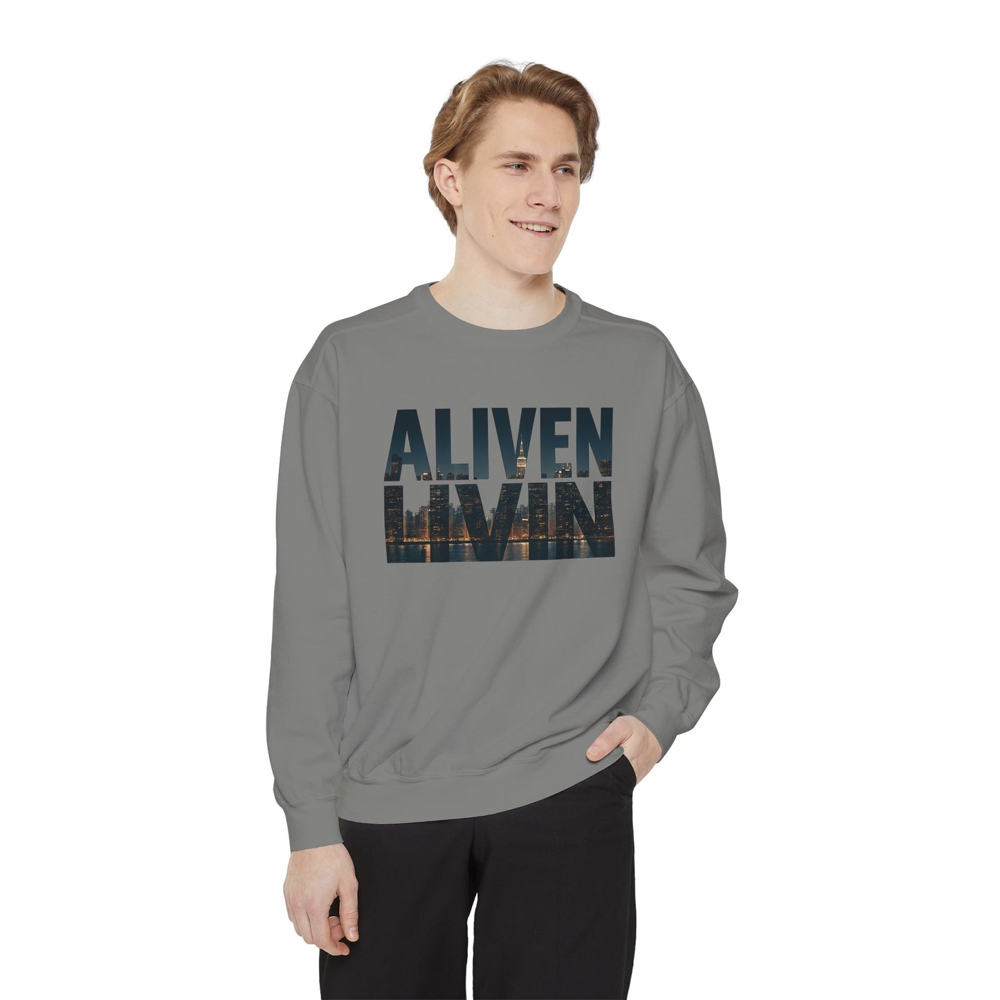 Vintage Inspired Unisex Sweatshirt - ALIVEN LIVIN, Cozy Apparel, Gift for Him/Her, Casual Style, Perfect for Fall