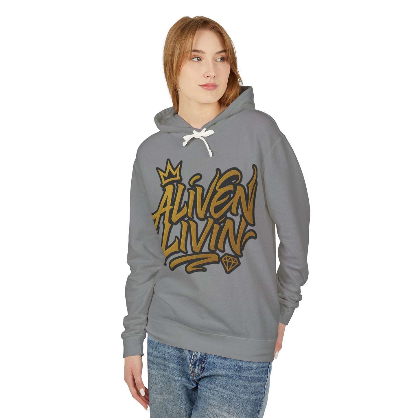 Aliven Livin Lightweight Unisex Hoodie - Streetwear, Casual Wear, Gift for Him/Her, Summer Fashion, Graffiti Style Sweatshirt
