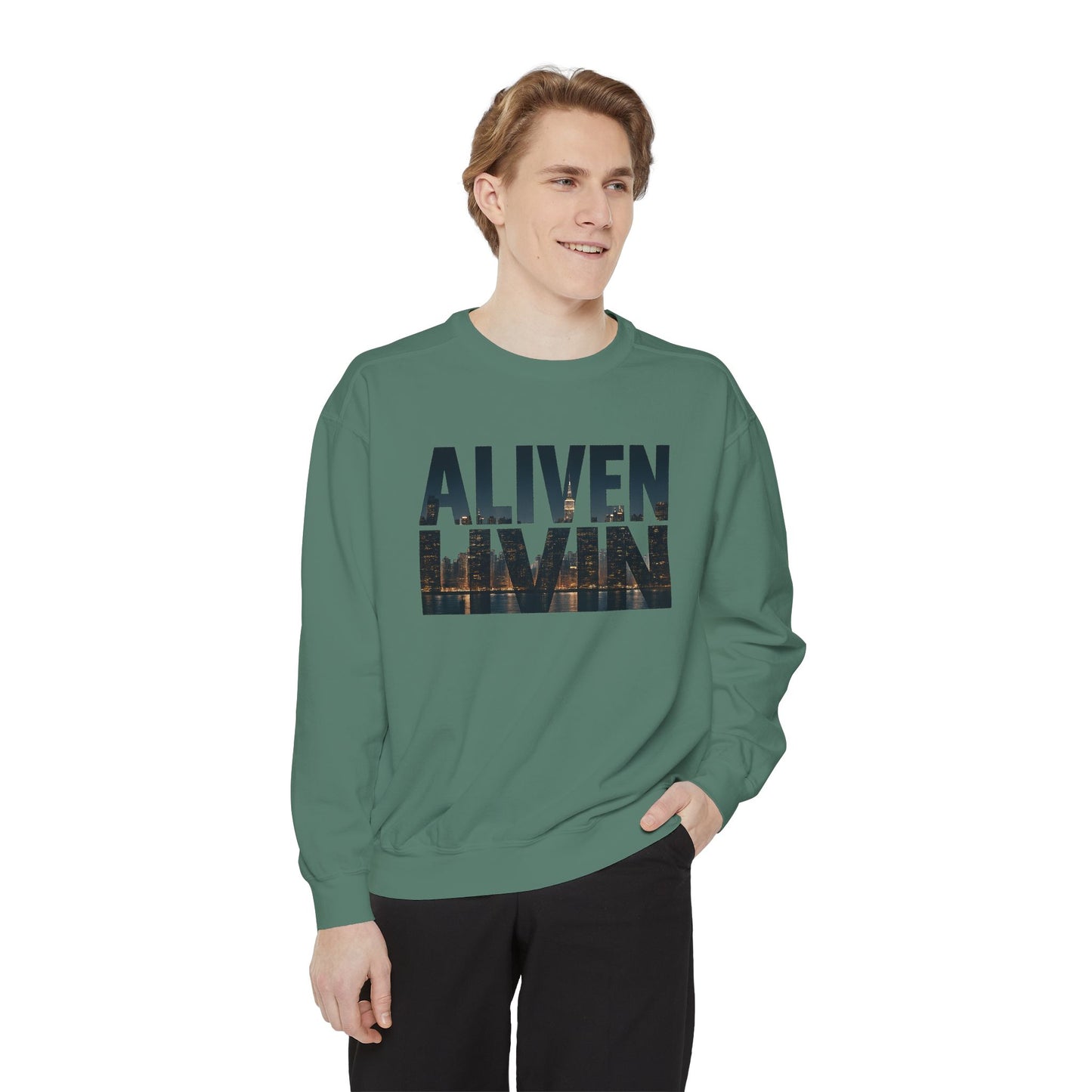 Vintage Inspired Unisex Sweatshirt - ALIVEN LIVIN, Cozy Apparel, Gift for Him/Her, Casual Style, Perfect for Fall