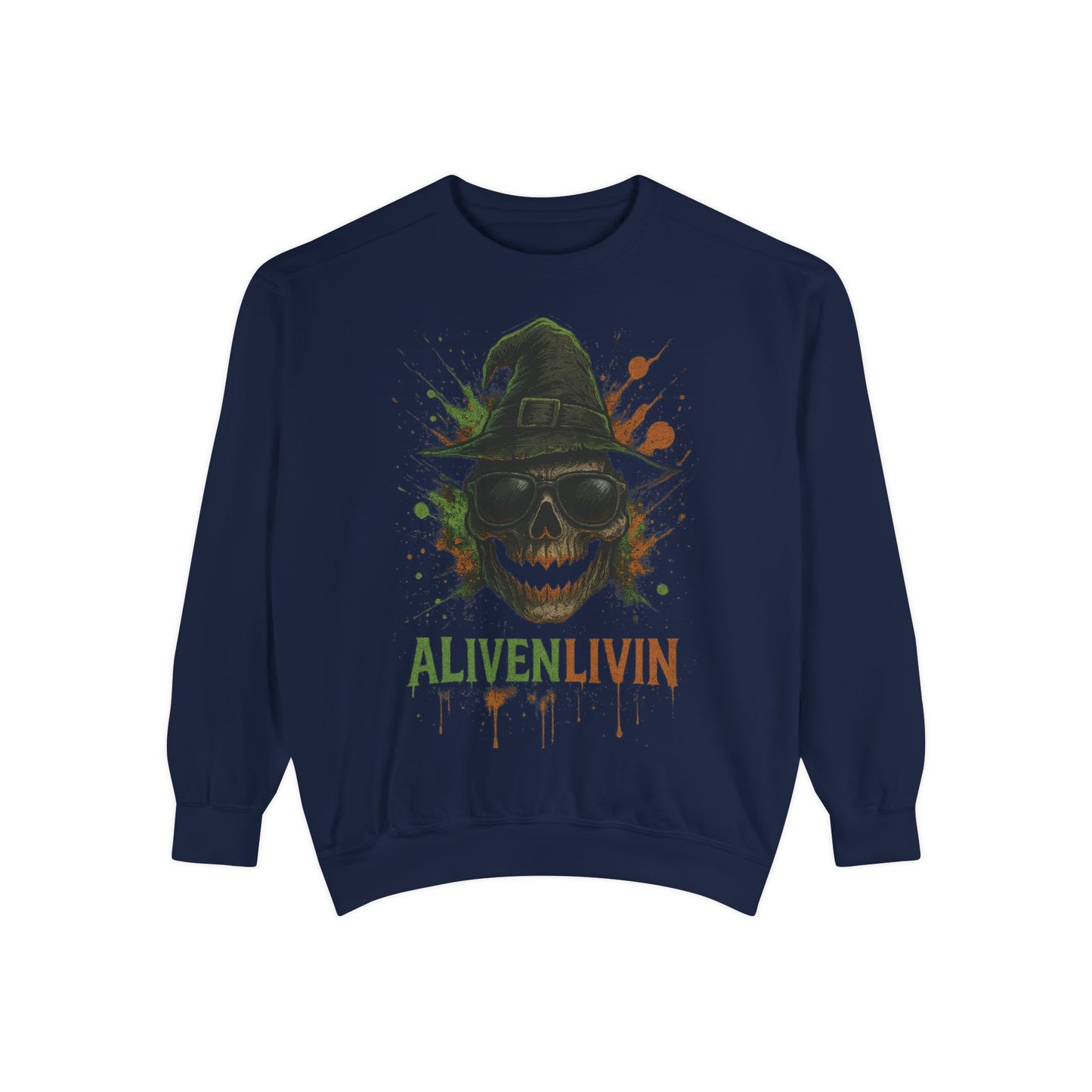 Halloween Sweatshirt with Skull Design, Cozy Fall Apparel, Unisex Halloween Top, Perfect for Parties, Graphic Sweatshirt