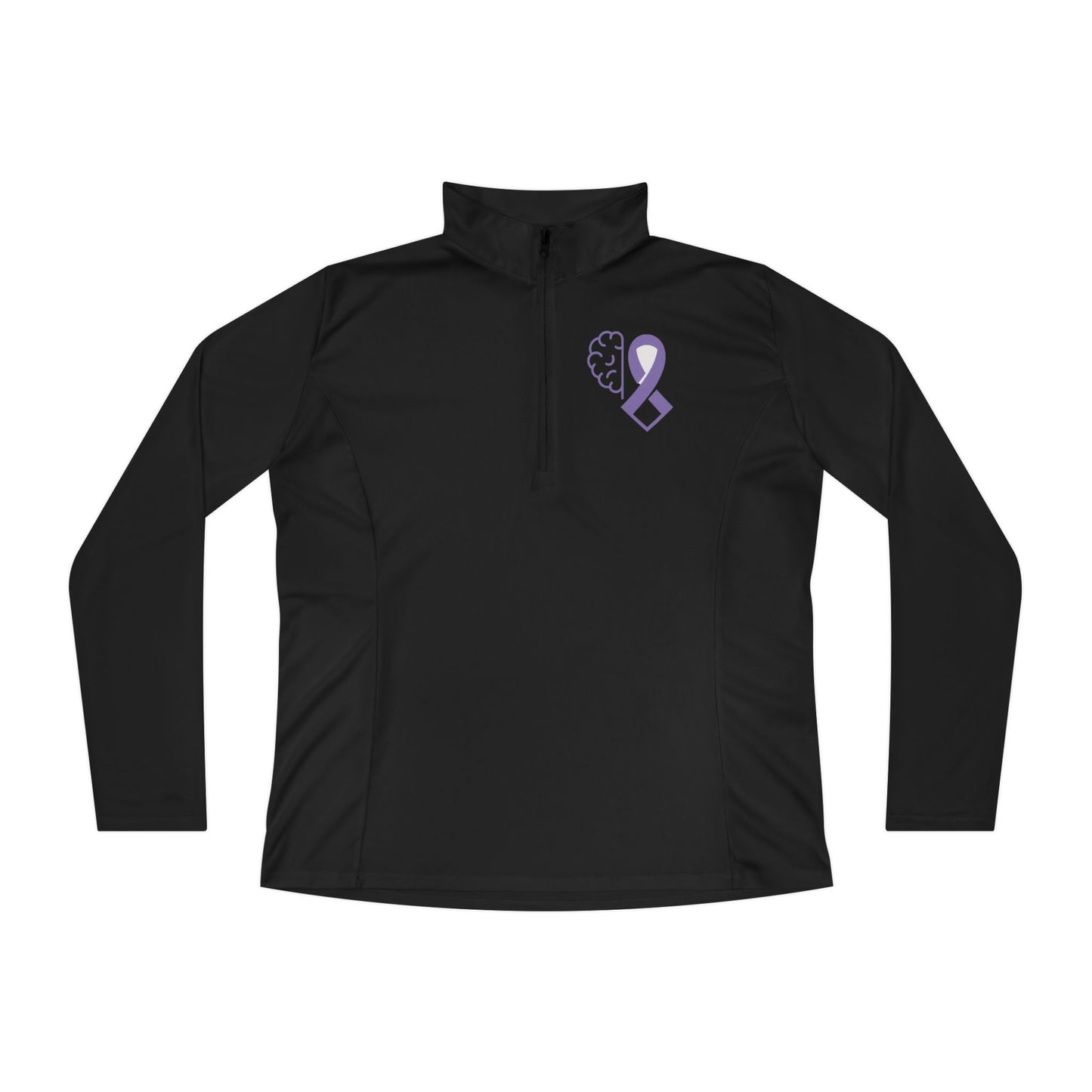 Ladies Quarter-Zip Pullover with Brain Ribbon Design | Casual Wear, Athleisure, Awareness Gear, Gift Idea, Comfortable Hoodie