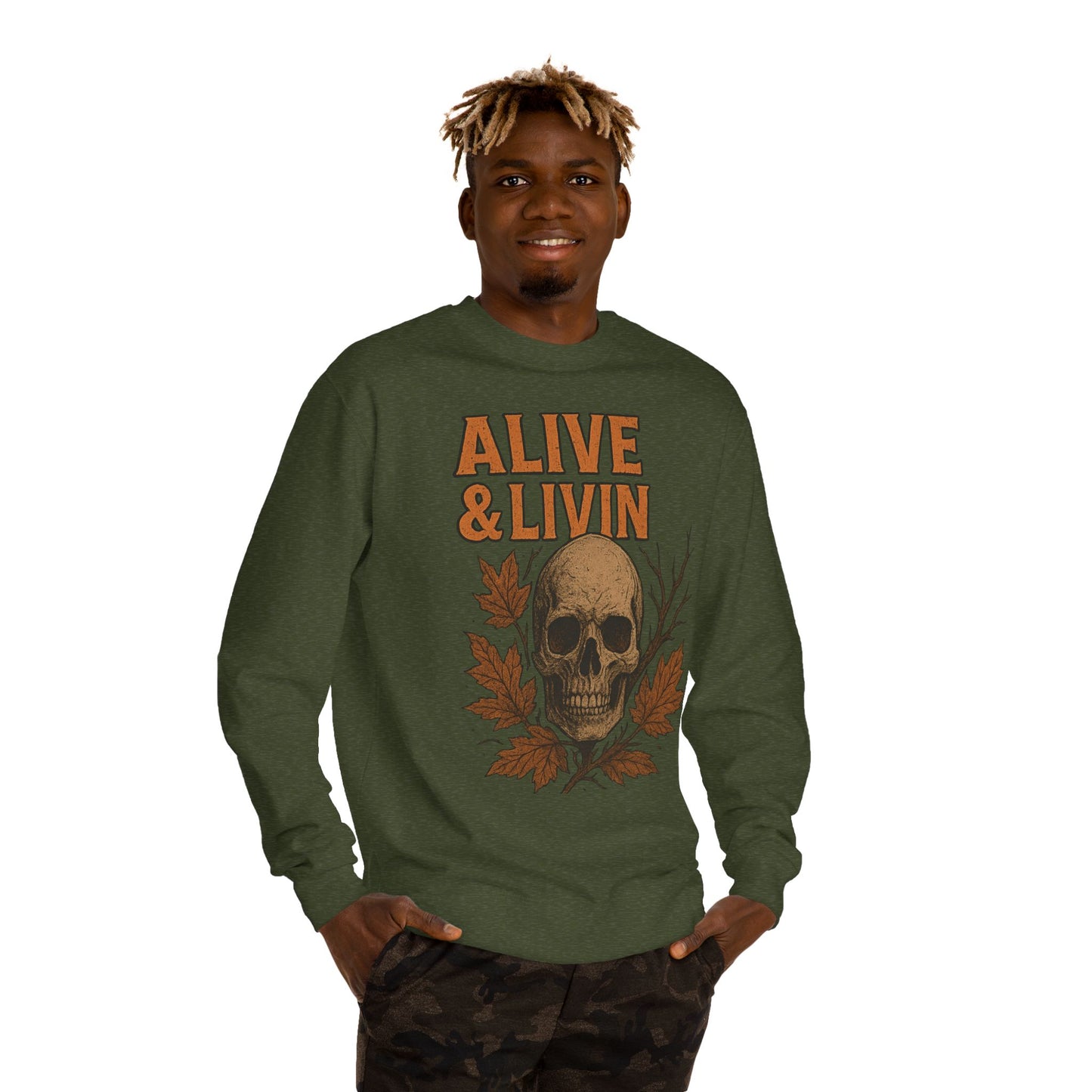 Skull Graphic Unisex Crew Neck Sweatshirt - Fall Fashion, Cozy Sweatshirt, Halloween Gift, Casual Wear, Unisex Apparel, Trendy Outfit