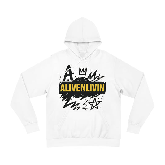 ALIVENLIVIN White Crown Graffiti Hoodie- Bold Simplicity, Loud Message