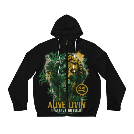 Graffiti-Inspired Men's Full-Zip Hoodie - Urban Style, Casual Wear, Street Fashion, Gift for Him, Graphic Sweatshirt