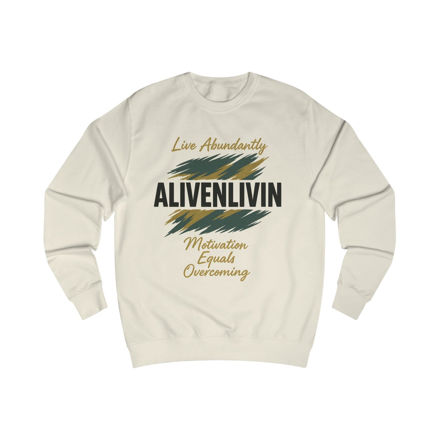 Motivational Unisex Sweatshirt - Live Abundantly, ALIVENLIVIN, Cozy Gift for Yoga, Fitness & Positivity Lovers, Perfect for Casual Wear