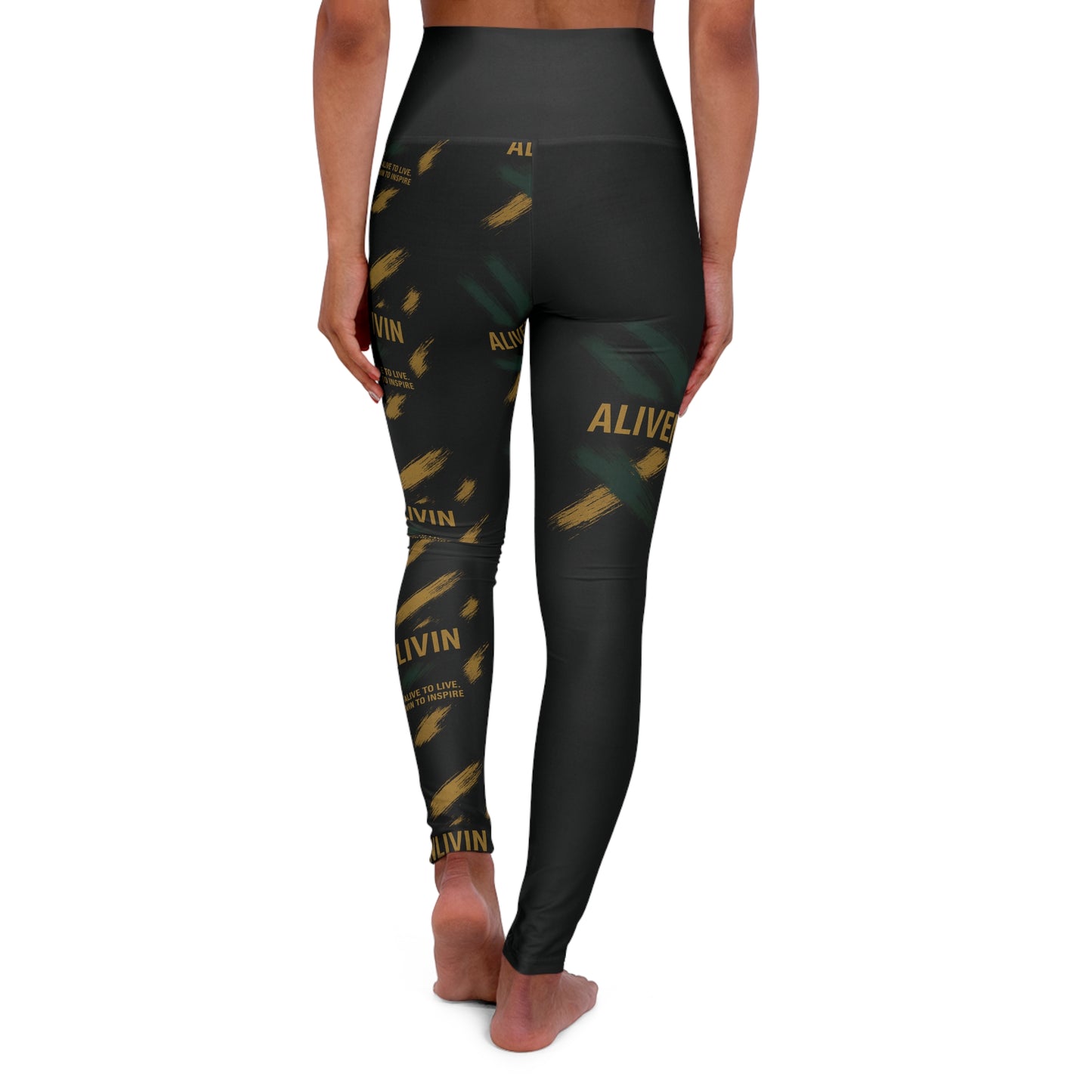 ALIVENLIVIN High Waisted Yoga Leggings - Motivational Fitness Wear, Activewear, Workout Leggings, Trendy Athleisure Pants, Gift for Yogis