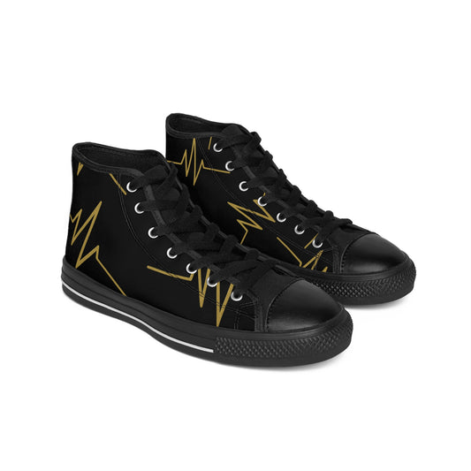 Stylish High-Top Sneakers with Electric Lightning Design, Trendy Footwear for Her, Casual Style, Gift for Fashion Lovers, Unique Shoes