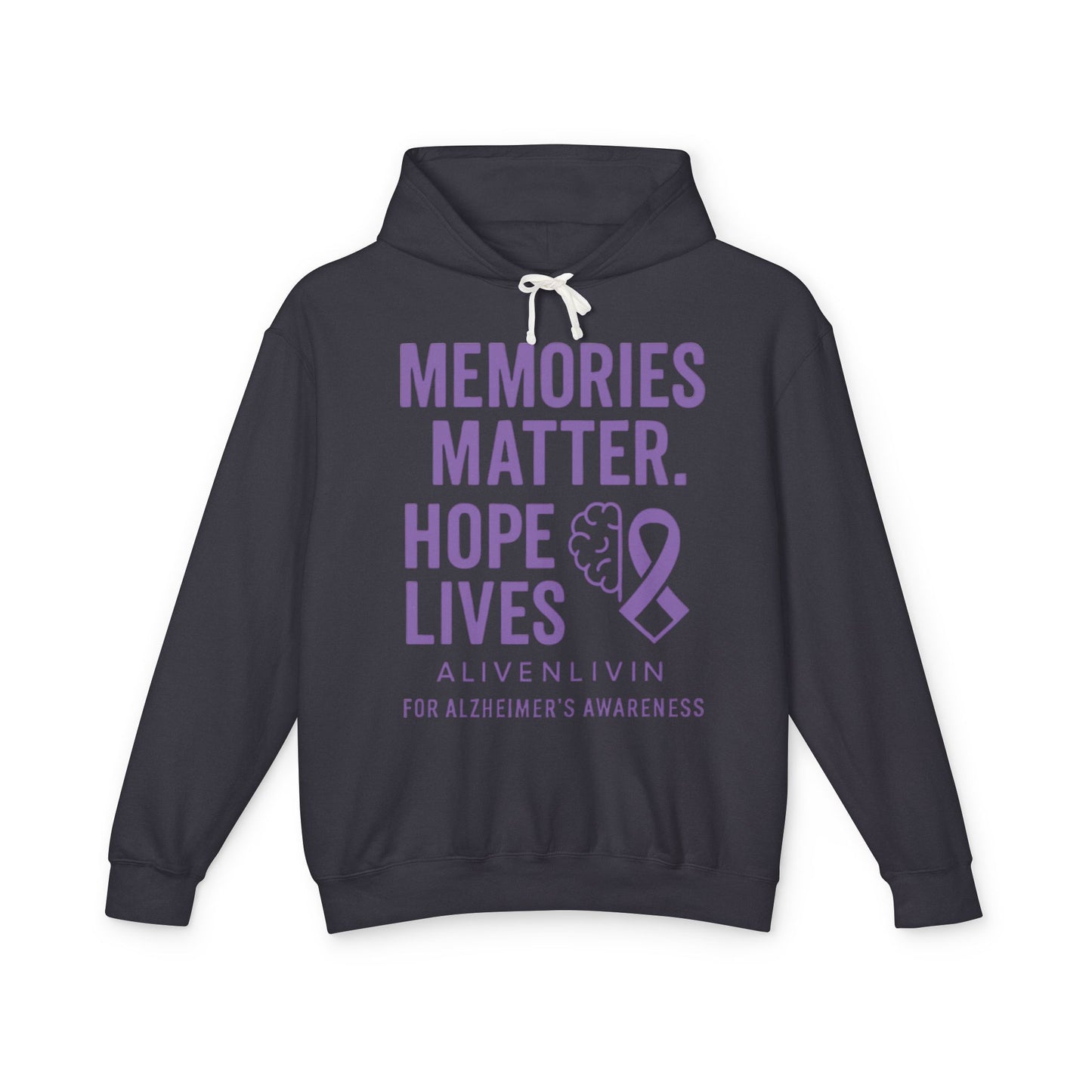 Alzheimer's Awareness Hoodie, Unisex Lightweight Sweatshirt, Memory Matters Apparel, Hope Lives Gift, Supportive Charity Clothing