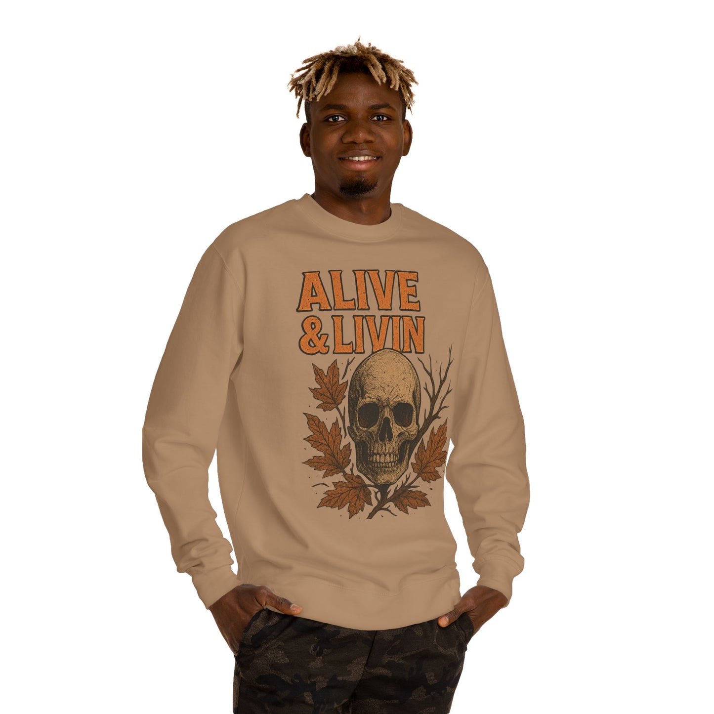 Skull Graphic Unisex Crew Neck Sweatshirt - Fall Fashion, Cozy Sweatshirt, Halloween Gift, Casual Wear, Unisex Apparel, Trendy Outfit