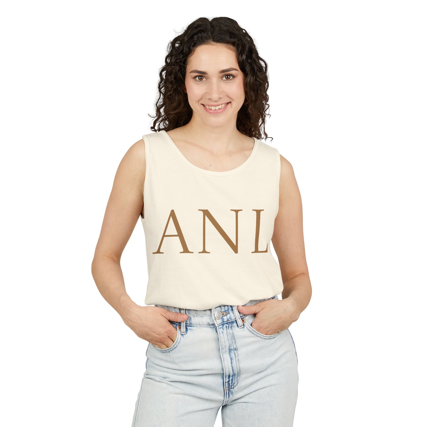 Stylish Unisex Garment-Dyed Tank Top with ANL Design for Casual Days, Beach, Gifts, Summer Wear, and Unique Events