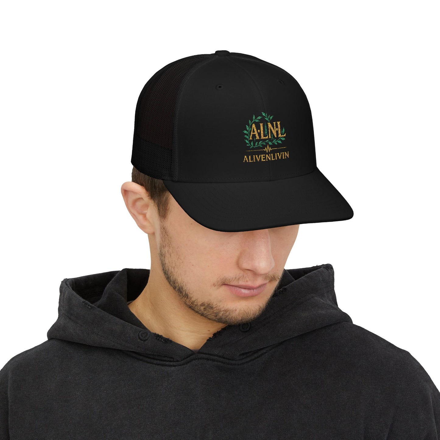 Stylish Snapback Trucker Cap - ALIVENLIVIN Embroidered Hat, Streetwear, Trendy Gift, Summer Accessory, Outdoor Events, Casual Fashion