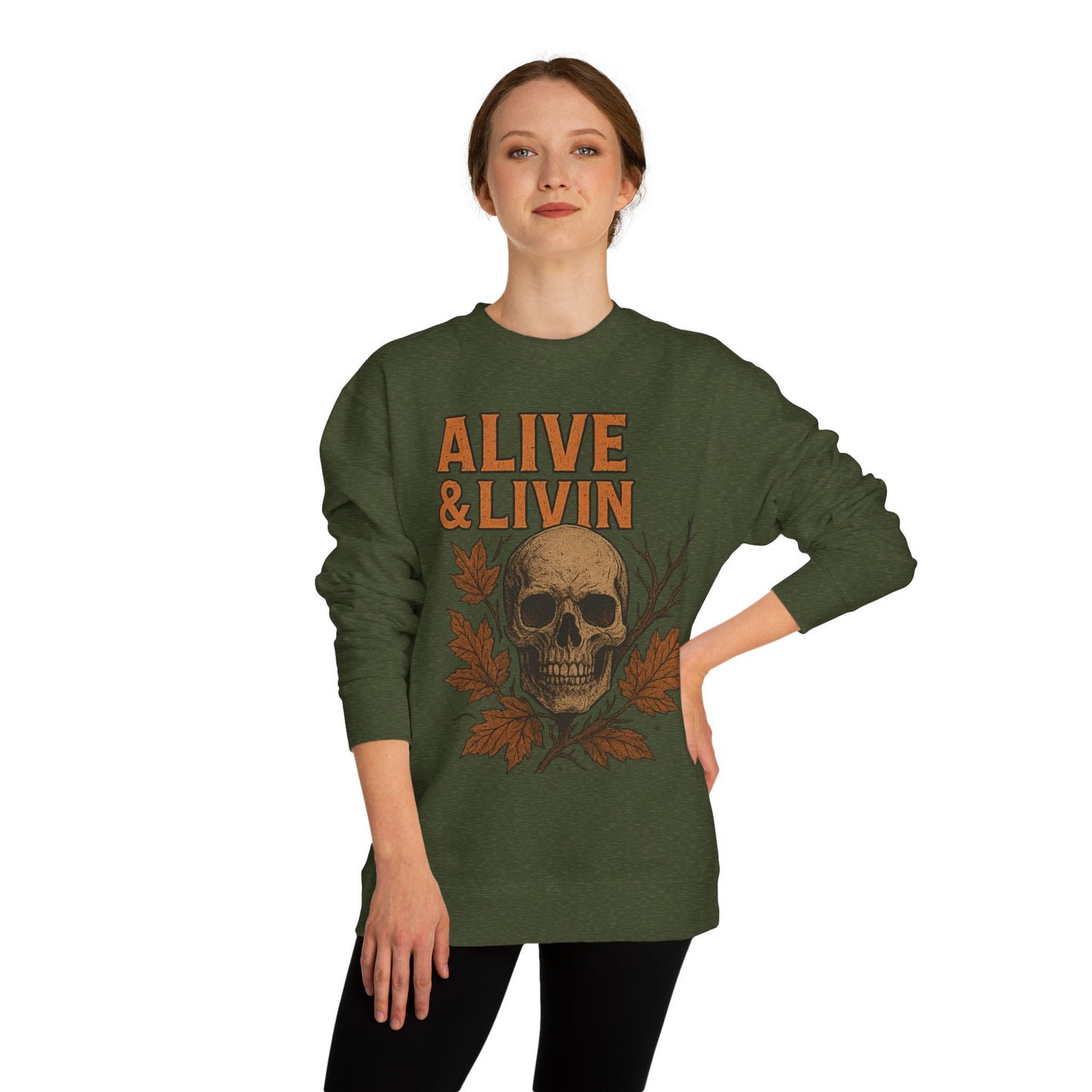 Skull Graphic Unisex Crew Neck Sweatshirt - Fall Fashion, Cozy Sweatshirt, Halloween Gift, Casual Wear, Unisex Apparel, Trendy Outfit