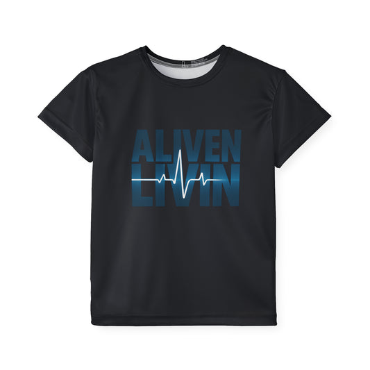 Youth Sports T-Shirt - Aliven Livin Graphic Tee, Athletic Wear for Kids, Birthday Gift, Sports Events, Team Spirit Shirt, Casual Playwear