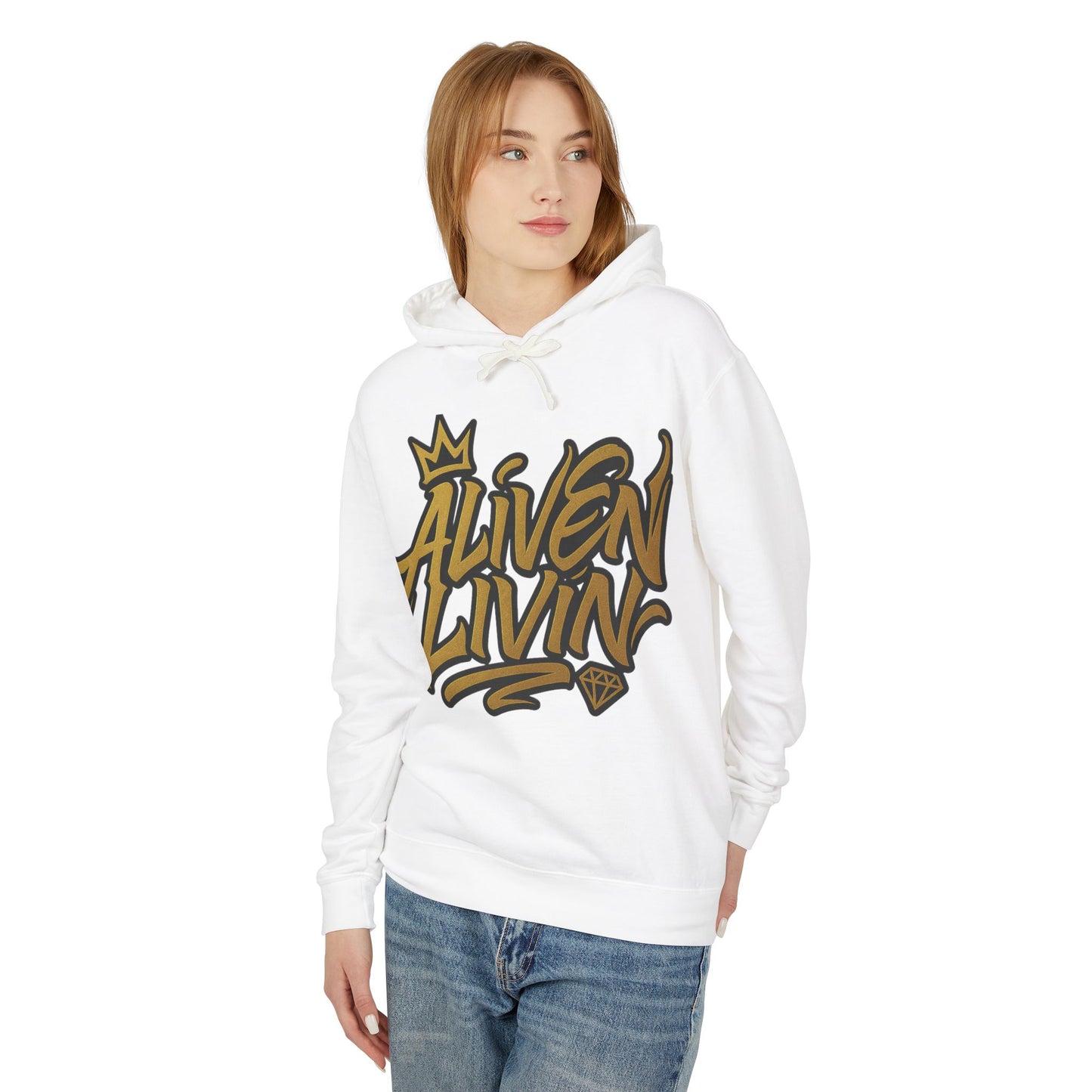 Aliven Livin Lightweight Unisex Hoodie - Streetwear, Casual Wear, Gift for Him/Her, Summer Fashion, Graffiti Style Sweatshirt