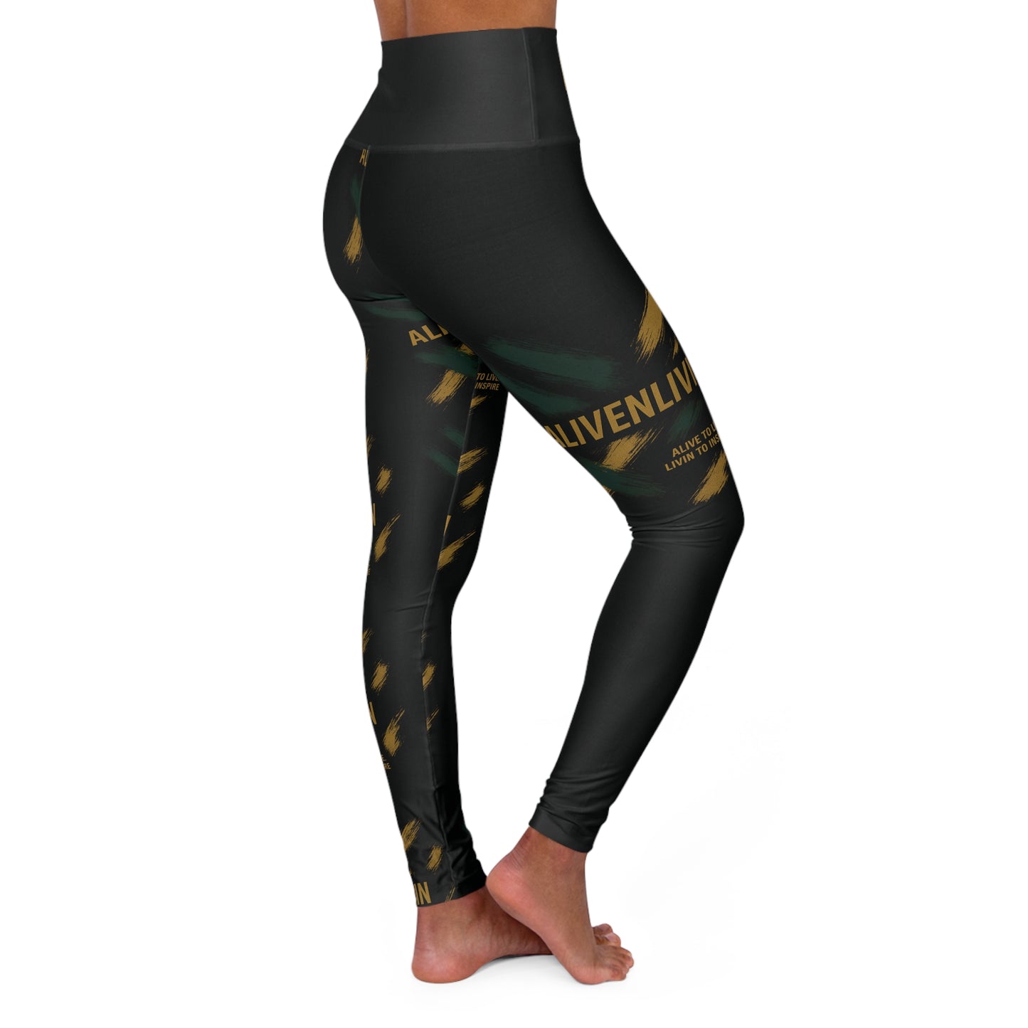 ALIVENLIVIN High Waisted Yoga Leggings - Motivational Fitness Wear, Activewear, Workout Leggings, Trendy Athleisure Pants, Gift for Yogis