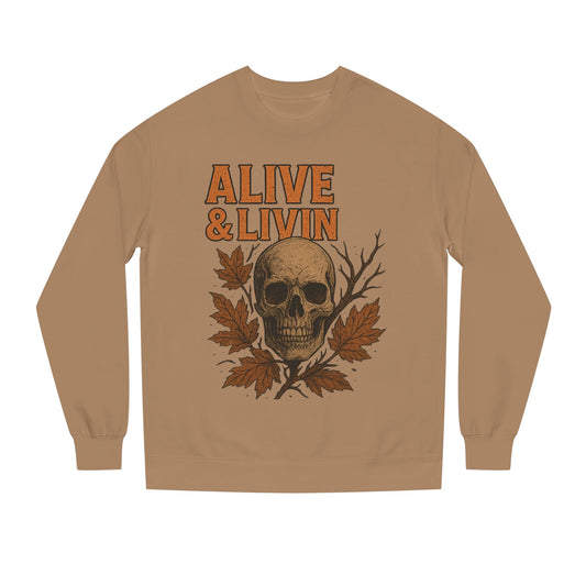 Skull Graphic Unisex Crew Neck Sweatshirt - Fall Fashion, Cozy Sweatshirt, Halloween Gift, Casual Wear, Unisex Apparel, Trendy Outfit