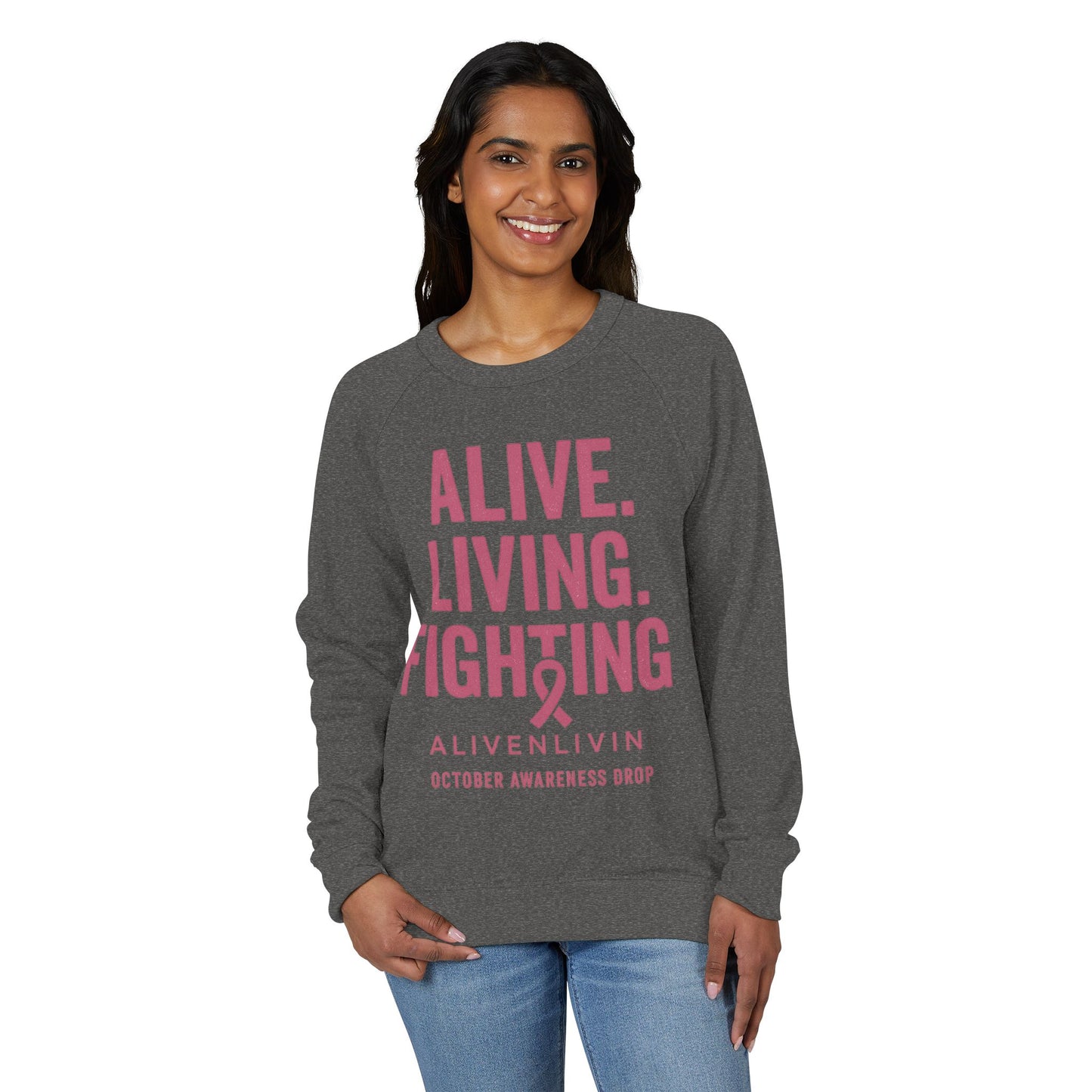 Awareness Crewneck Sweatshirt, Cozy Supportive Apparel, Gift for Breast Cancer Awareness Month, Unisex Casual Wear, Fight Against Cancer