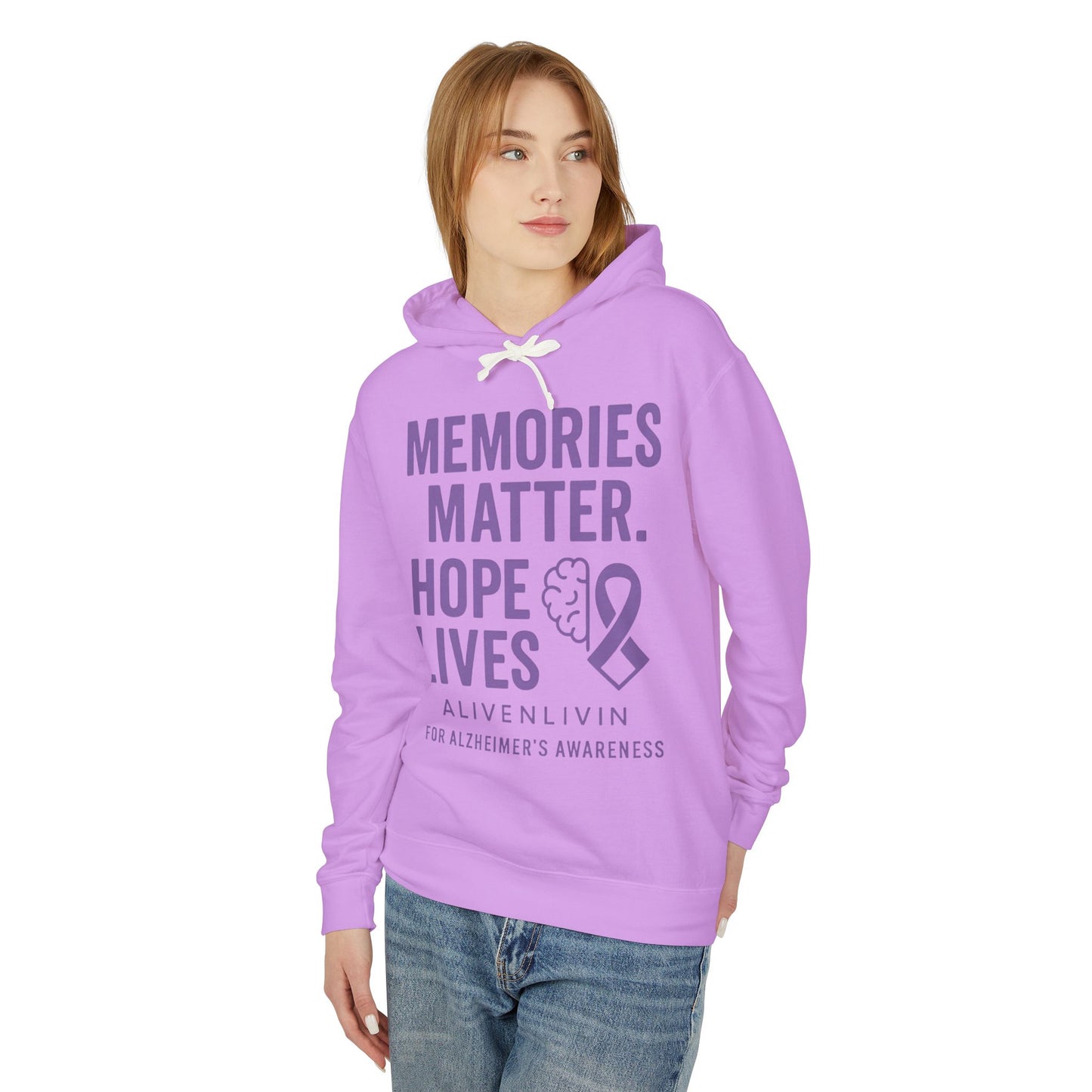 Alzheimer's Awareness Hoodie, Unisex Lightweight Sweatshirt, Memory Matters Apparel, Hope Lives Gift, Supportive Charity Clothing