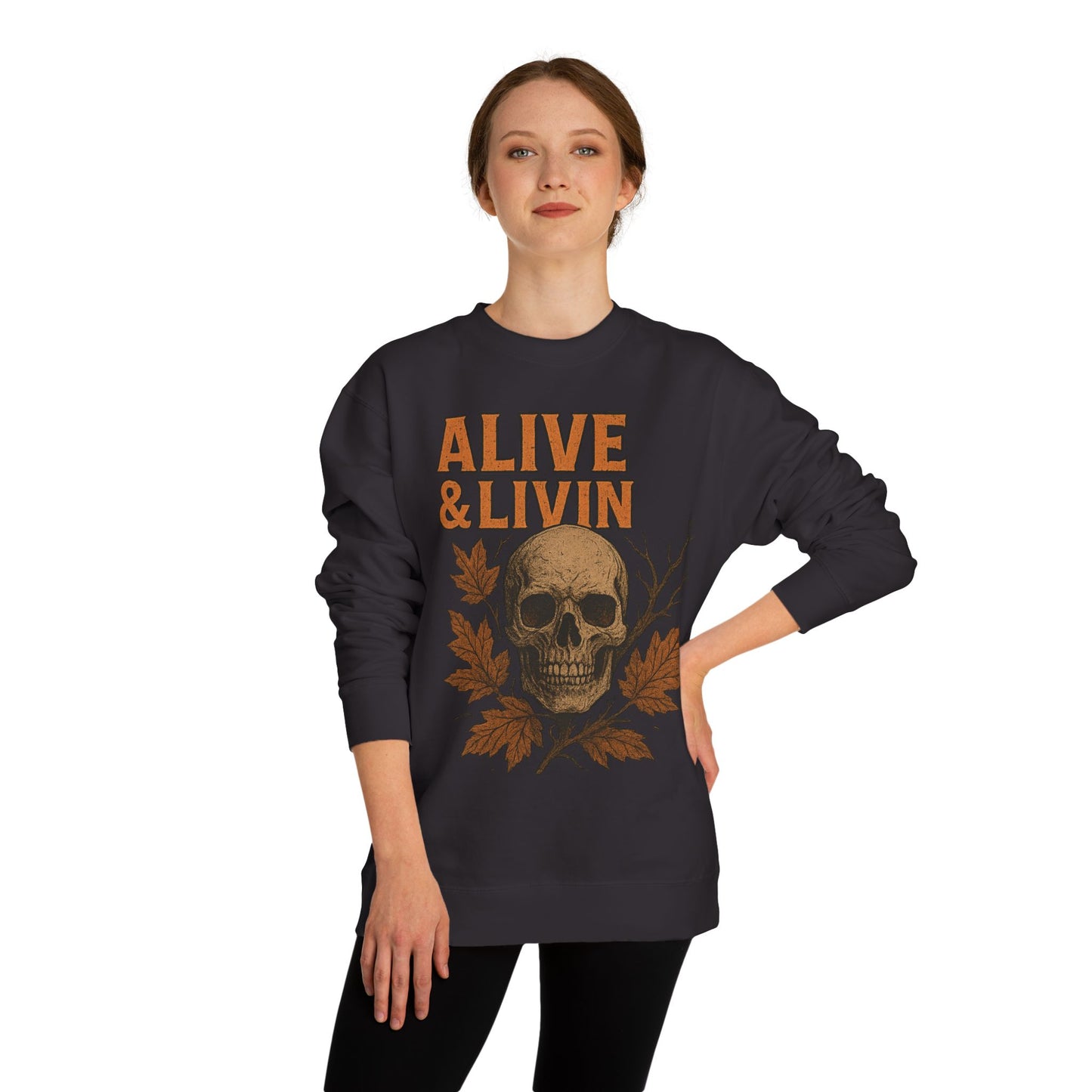 Skull Graphic Unisex Crew Neck Sweatshirt - Fall Fashion, Cozy Sweatshirt, Halloween Gift, Casual Wear, Unisex Apparel, Trendy Outfit