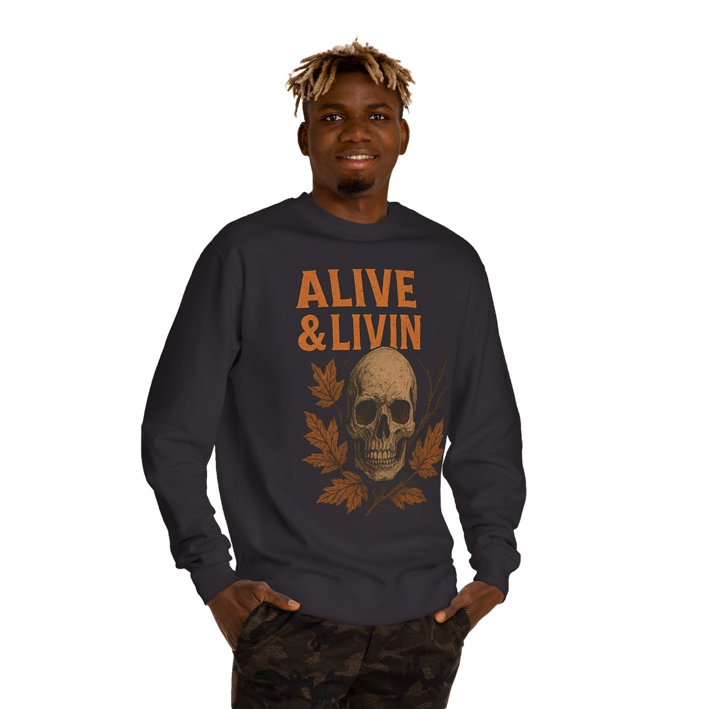 Skull Graphic Unisex Crew Neck Sweatshirt - Fall Fashion, Cozy Sweatshirt, Halloween Gift, Casual Wear, Unisex Apparel, Trendy Outfit
