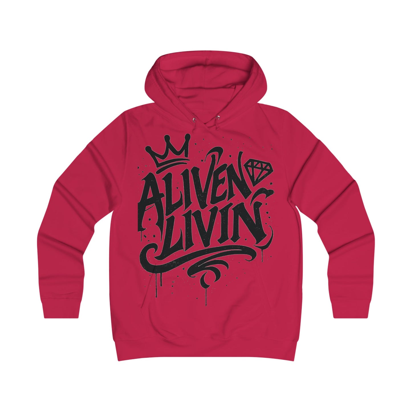 Girlie College Hoodie with 'ALIVEN & LIVIN' Design, Trendy Sweatshirt, Casual Fashion, Gift for College Students, Cozy Layering Piece