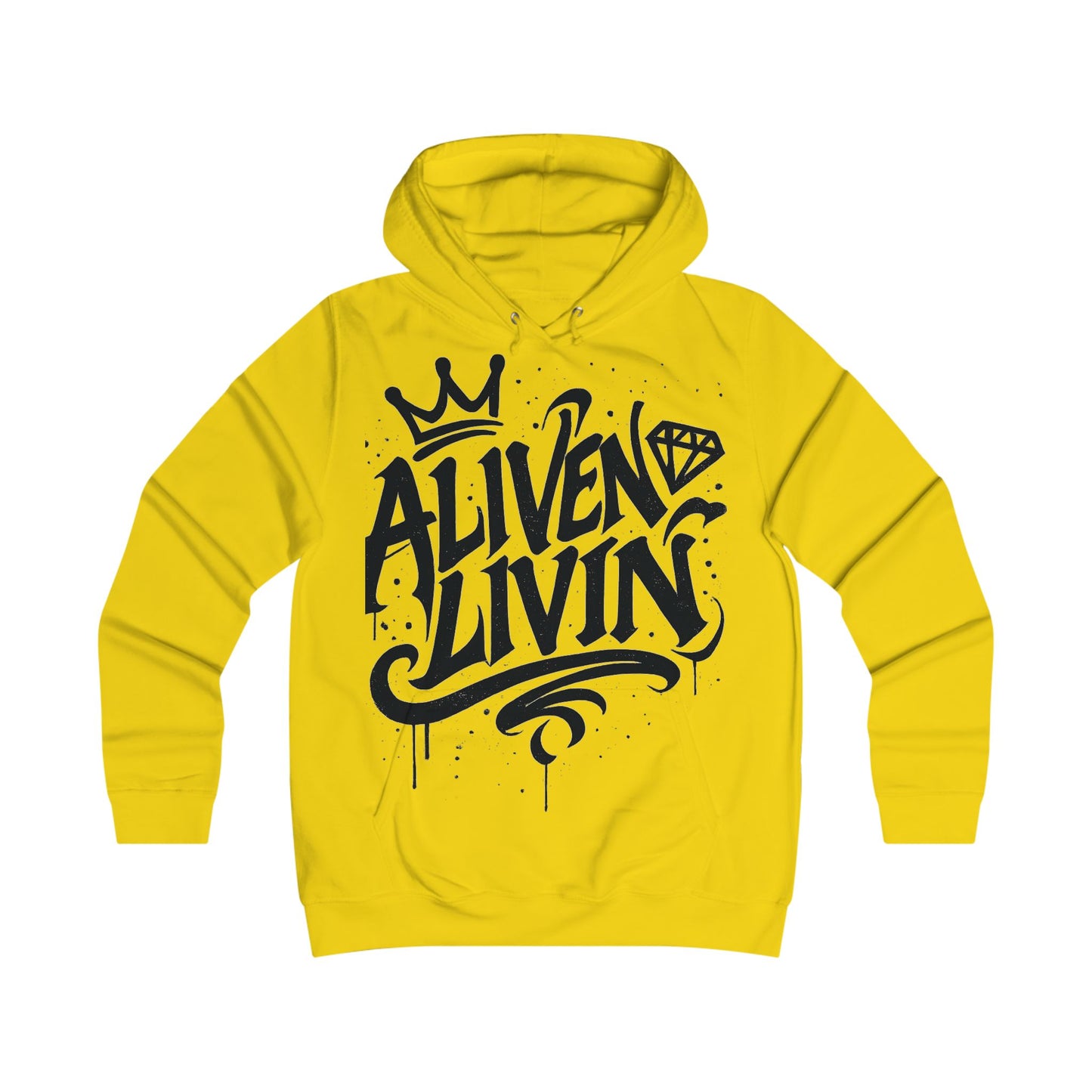 Girlie College Hoodie with 'ALIVEN & LIVIN' Design, Trendy Sweatshirt, Casual Fashion, Gift for College Students, Cozy Layering Piece