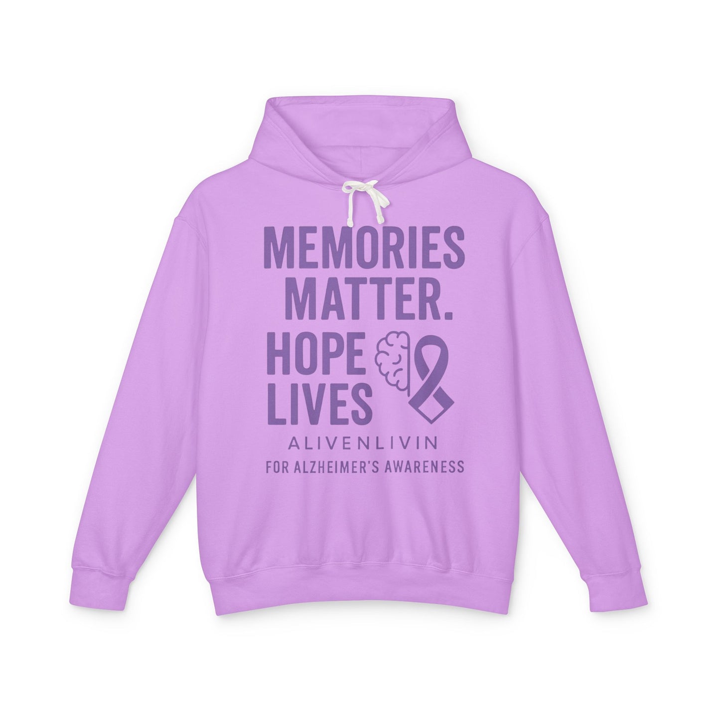 Alzheimer's Awareness Hoodie, Unisex Lightweight Sweatshirt, Memory Matters Apparel, Hope Lives Gift, Supportive Charity Clothing