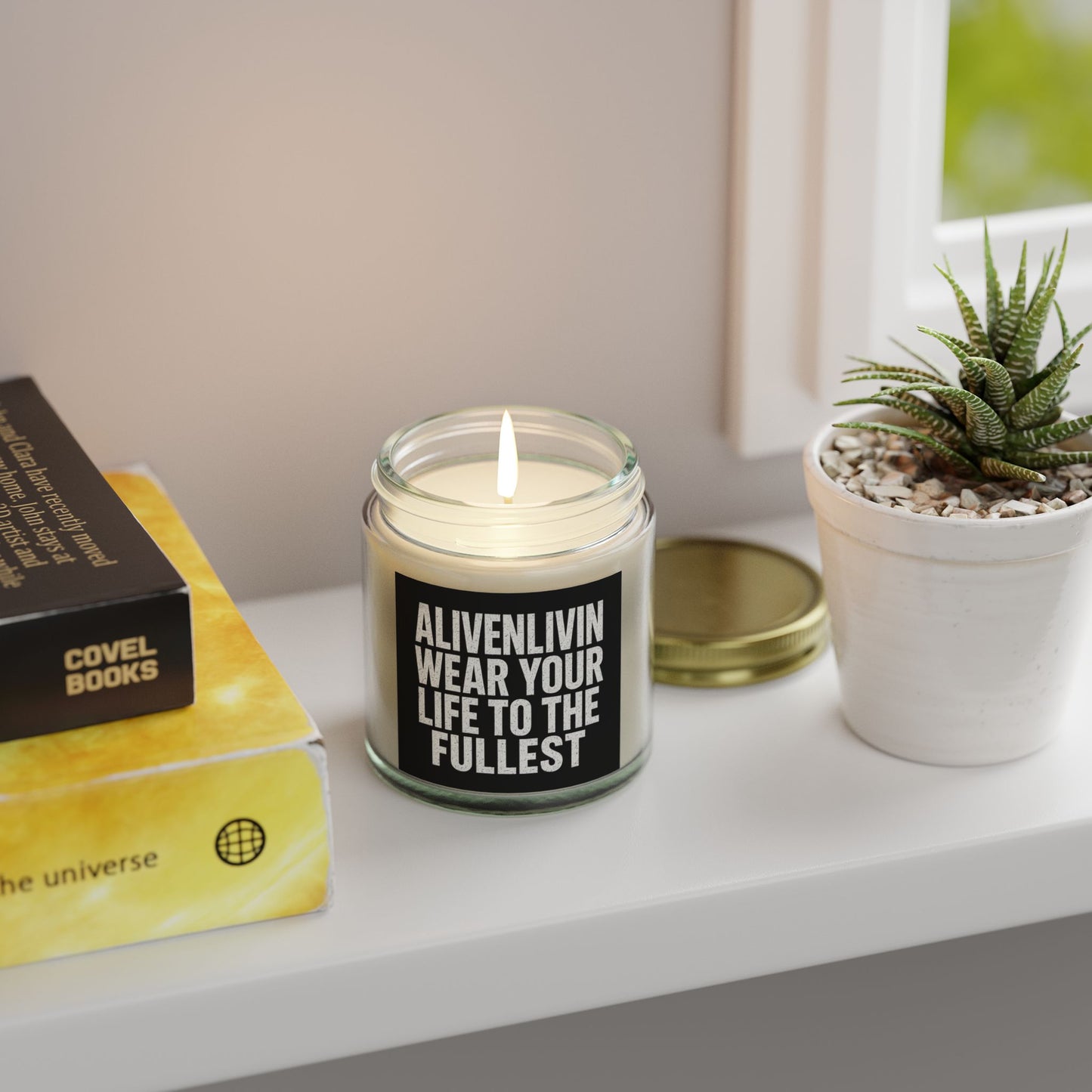 Coconut Apricot Scented Candle - Inspirational Home Decor, Gifts for Her, Relaxation, Self-Care, Aromatherapy
