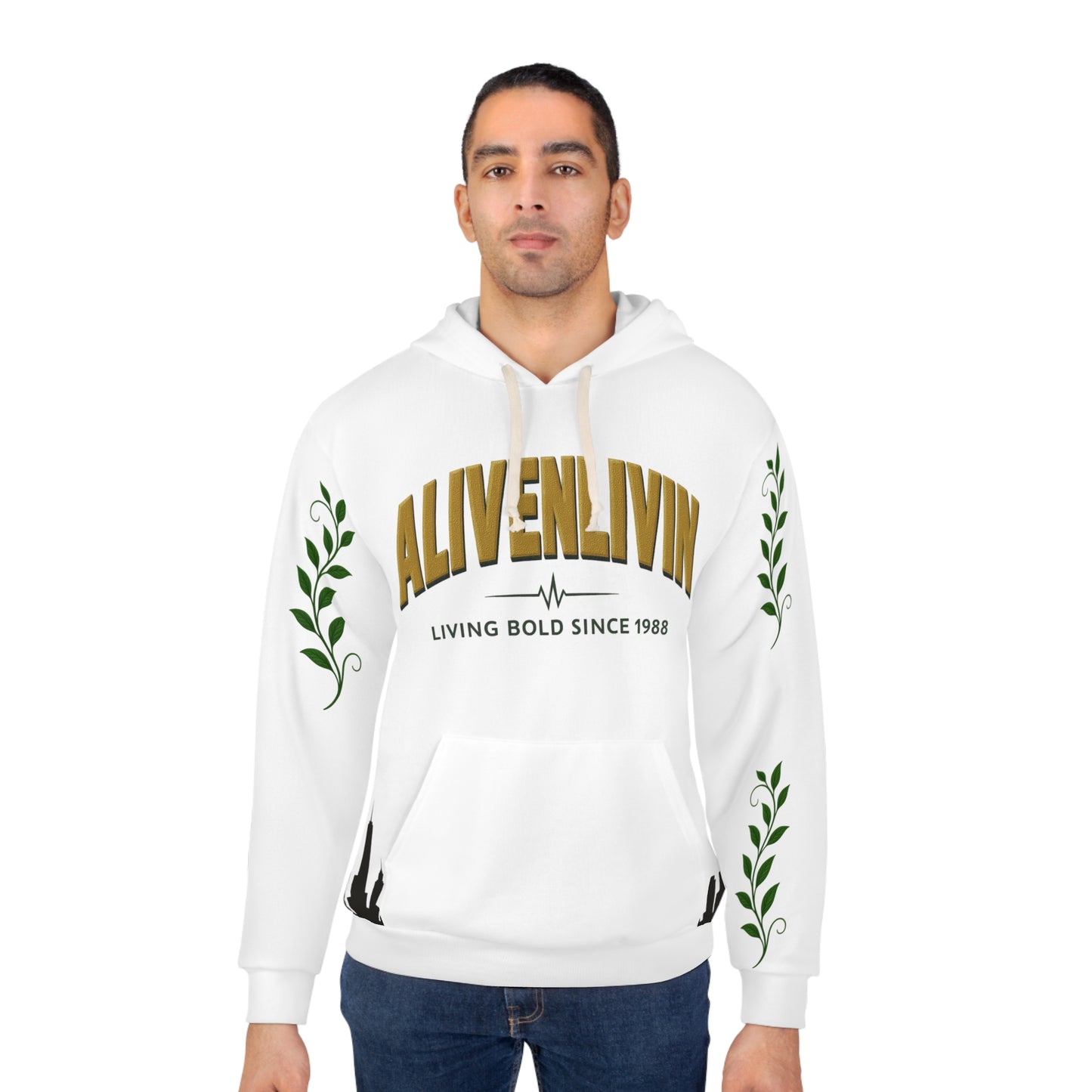 Alive & Livin' Unisex Pullover Hoodie - Bold Design, Cozy Fit, Perfect for Casual Days, Gift for Birthdays, Everyday Wear, Stylish Comfort