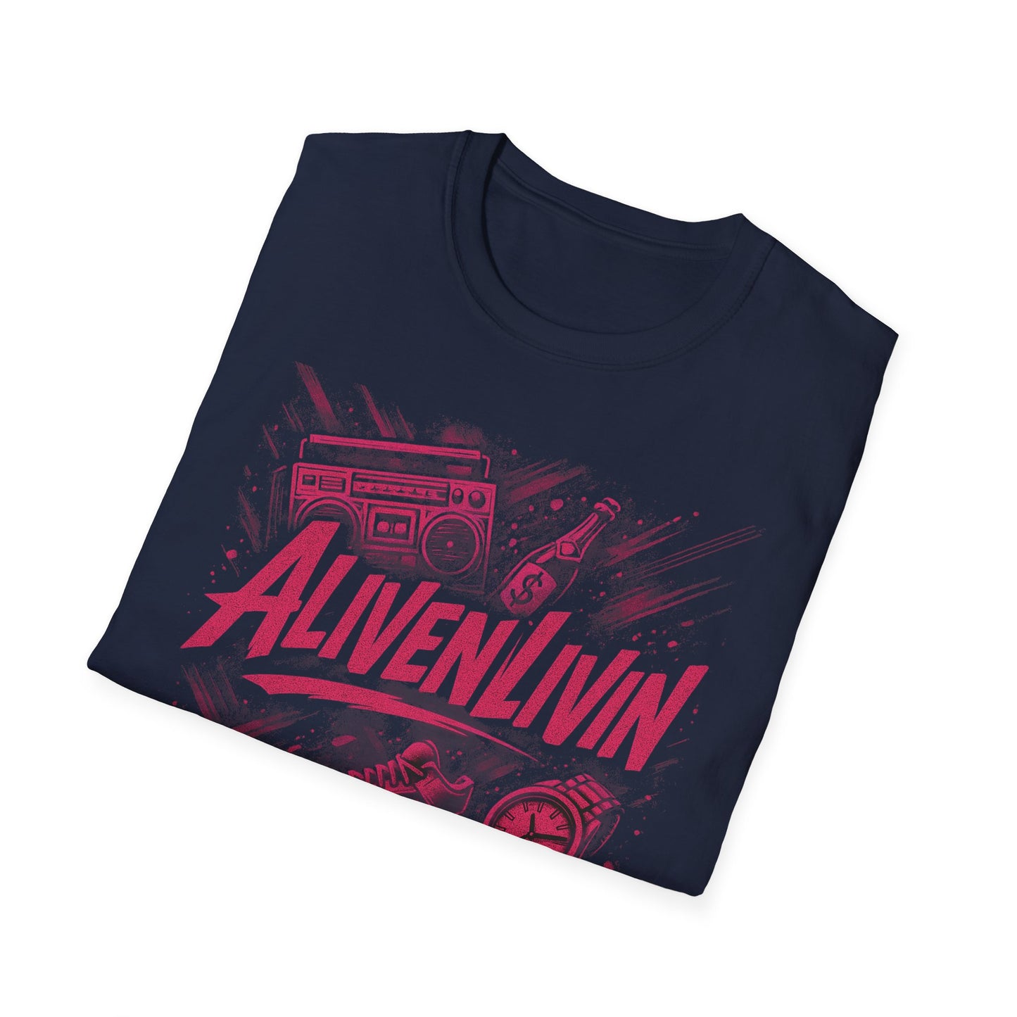 AlivenLivin Unisex Softstyle T-Shirt, Casual Graphic Tee, Retro Vibe Shirt, Perfect for Gifts, Party Wear, Music Lovers