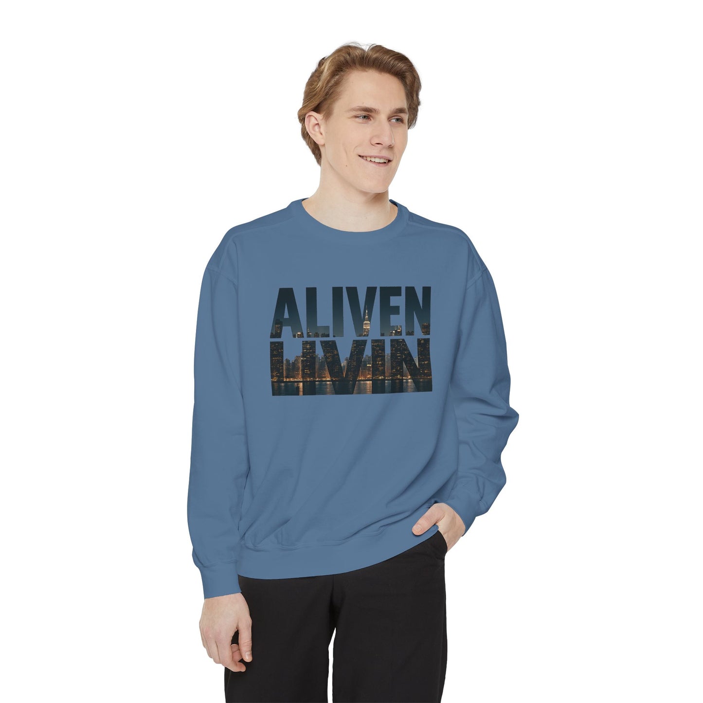 Vintage Inspired Unisex Sweatshirt - ALIVEN LIVIN, Cozy Apparel, Gift for Him/Her, Casual Style, Perfect for Fall