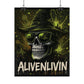 Halloween Wall Art Poster, Alivenlivin Skull Decor, Edgy Home Decor, party decoration, Gothic Art Print