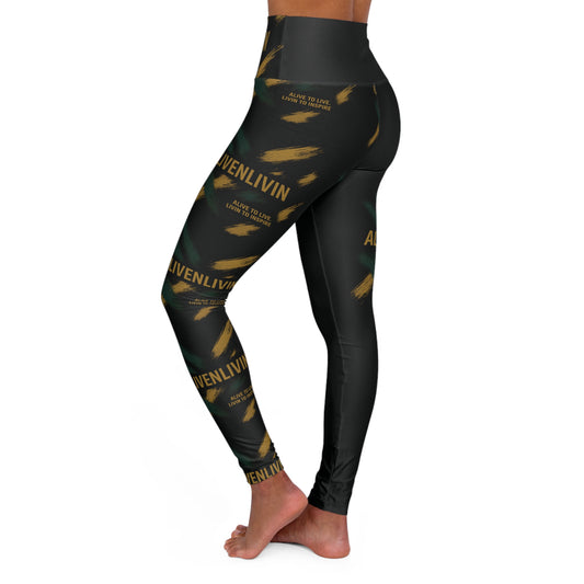 ALIVENLIVIN High Waisted Yoga Leggings - Motivational Fitness Wear, Activewear, Workout Leggings, Trendy Athleisure Pants, Gift for Yogis