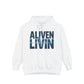 Garment-Dyed Hoodie with 'ALIVEN LIVIN' Design | Cozy Casual Wear, Unisex Sweatshirt, Perfect Gift for Wellness Lovers, Everyday Comfort