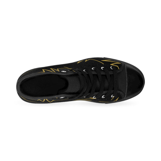 Stylish High-Top Sneakers with Electric Lightning Design, Trendy Footwear for Her, Casual Style, Gift for Fashion Lovers, Unique Shoes
