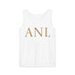 Stylish Unisex Garment-Dyed Tank Top with ANL Design for Casual Days, Beach, Gifts, Summer Wear, and Unique Events