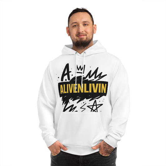 ALIVENLIVIN White Crown Graffiti Hoodie- Bold Simplicity, Loud Message