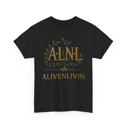 Stylish Unisex Heavy Cotton Tee with 'ALIVENLIVIN' Design - Perfect for Casual Wear, Street Style, Gift, Everyday Comfort, Relaxed Fit