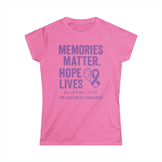 Alzheimer's Awareness Tee, Empowerment Shirt, Memory Matters Top, Hope Lives T-Shirt, Supportive Gift for Caregivers