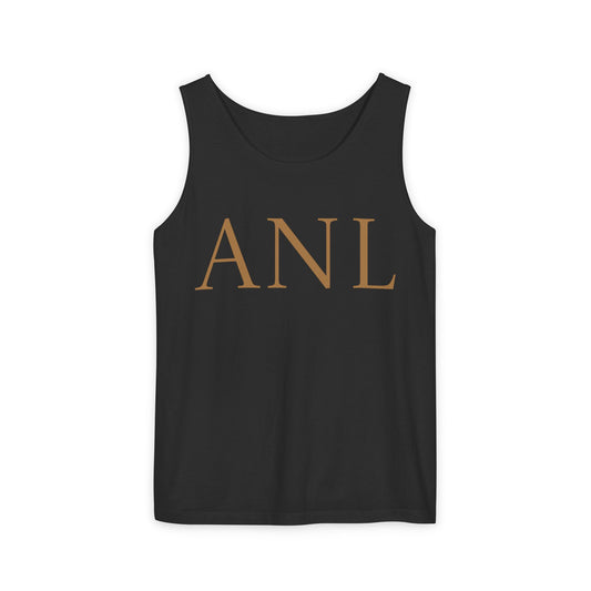 Stylish Unisex Garment-Dyed Tank Top with ANL Design for Casual Days, Beach, Gifts, Summer Wear, and Unique Events