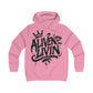 Girlie College Hoodie with 'ALIVEN & LIVIN' Design, Trendy Sweatshirt, Casual Fashion, Gift for College Students, Cozy Layering Piece