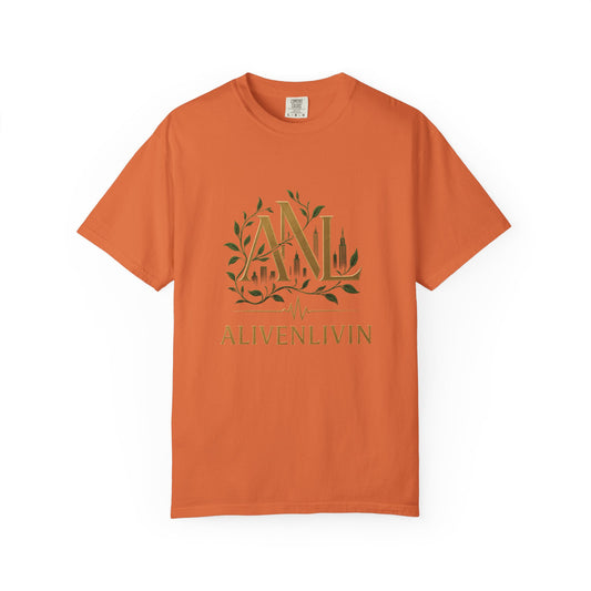 ALIVENLIVIN Unisex Garment-Dyed T-Shirt - Relaxed Fit Nature-Inspired Tee
